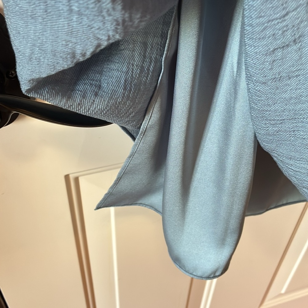 NWT Vince Medium Dusty Blue Gauze Tiered V-Neck Sleeveless Dress (ABBA) - Picture 7 of 16